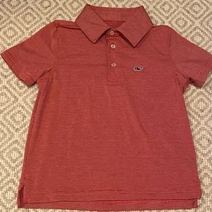 Vineyard Vines Boys Polo Performance Shirt Red Striped